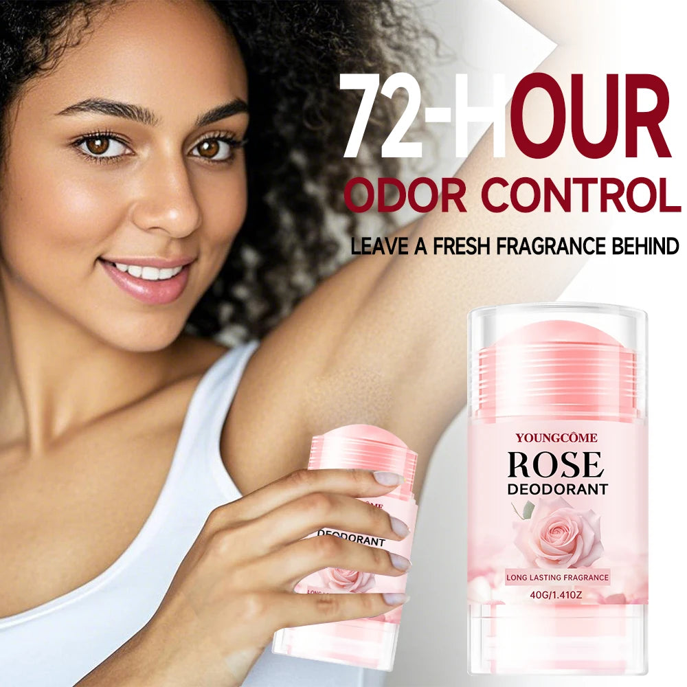 Pink Rose Deodorant Stick – Long-Lasting Fragrance, Cooling Armpit Perfume Cream