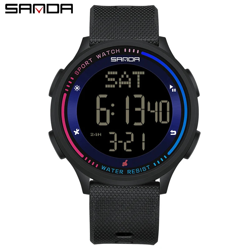 SANDA Fashion Digital Movement Teenager Students Hand Clock Trendy Outdoor Sports Water Resistant Mode Wrist Stop Children Watch