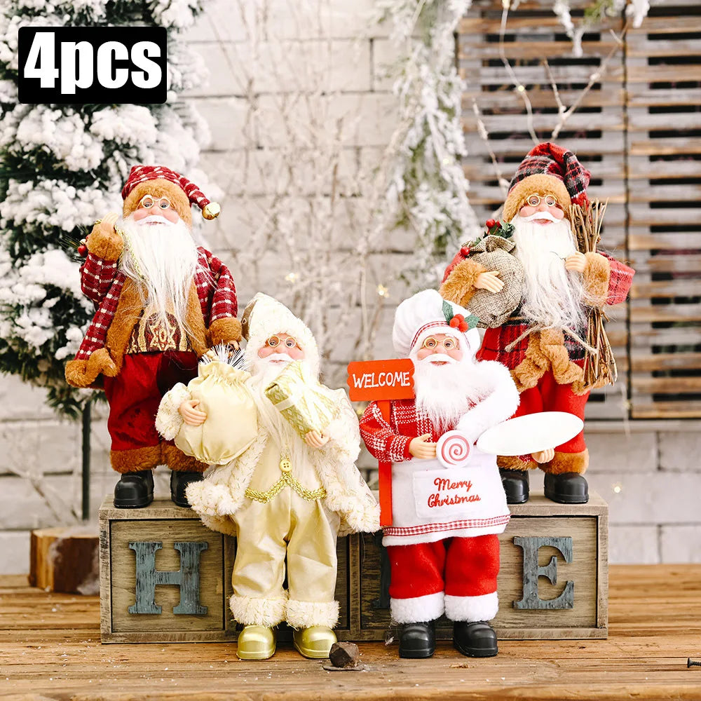 Santa Claus Plush Ornament – 1–4PCS Christmas Home Decoration & New Year Gift