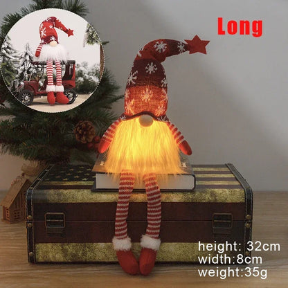LED Light Christmas Gnome – Faceless Plush Ornament for Tree & Kids Gift