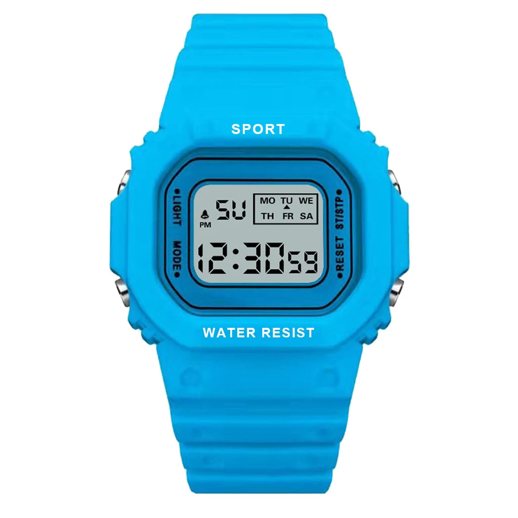 YIKAZE Sports Watch Boys Girls Student LED Electronic Watch Colorful Men Women Square Digital Watches Waterproof Rubber Clock