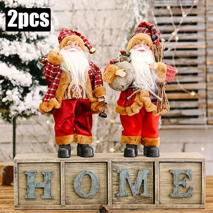 Santa Claus Plush Ornament – 1–4PCS Christmas Home Decoration & New Year Gift