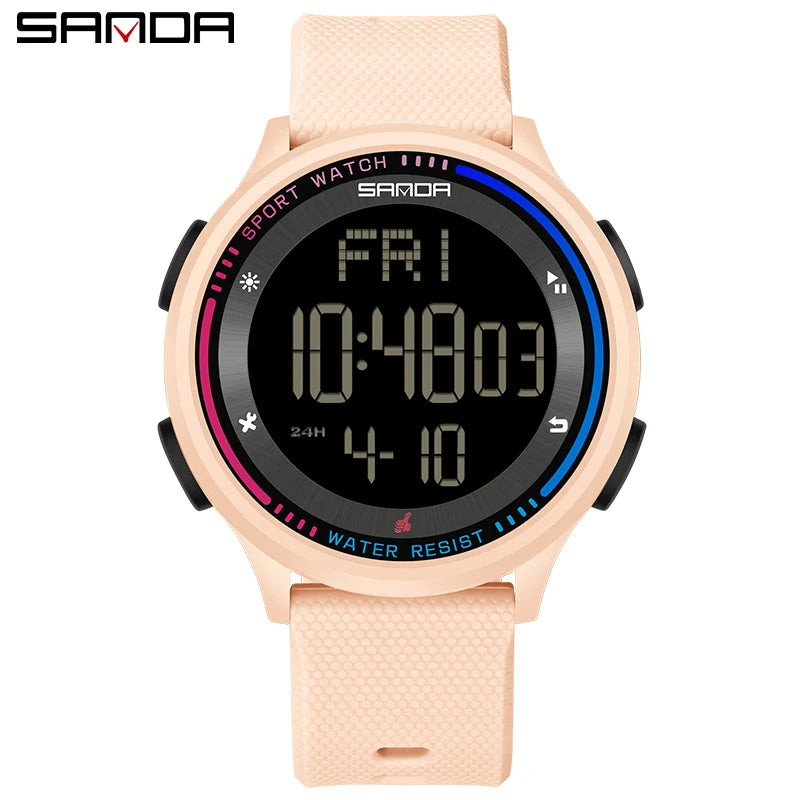 SANDA Fashion Digital Movement Teenager Students Hand Clock Trendy Outdoor Sports Water Resistant Mode Wrist Stop Children Watch