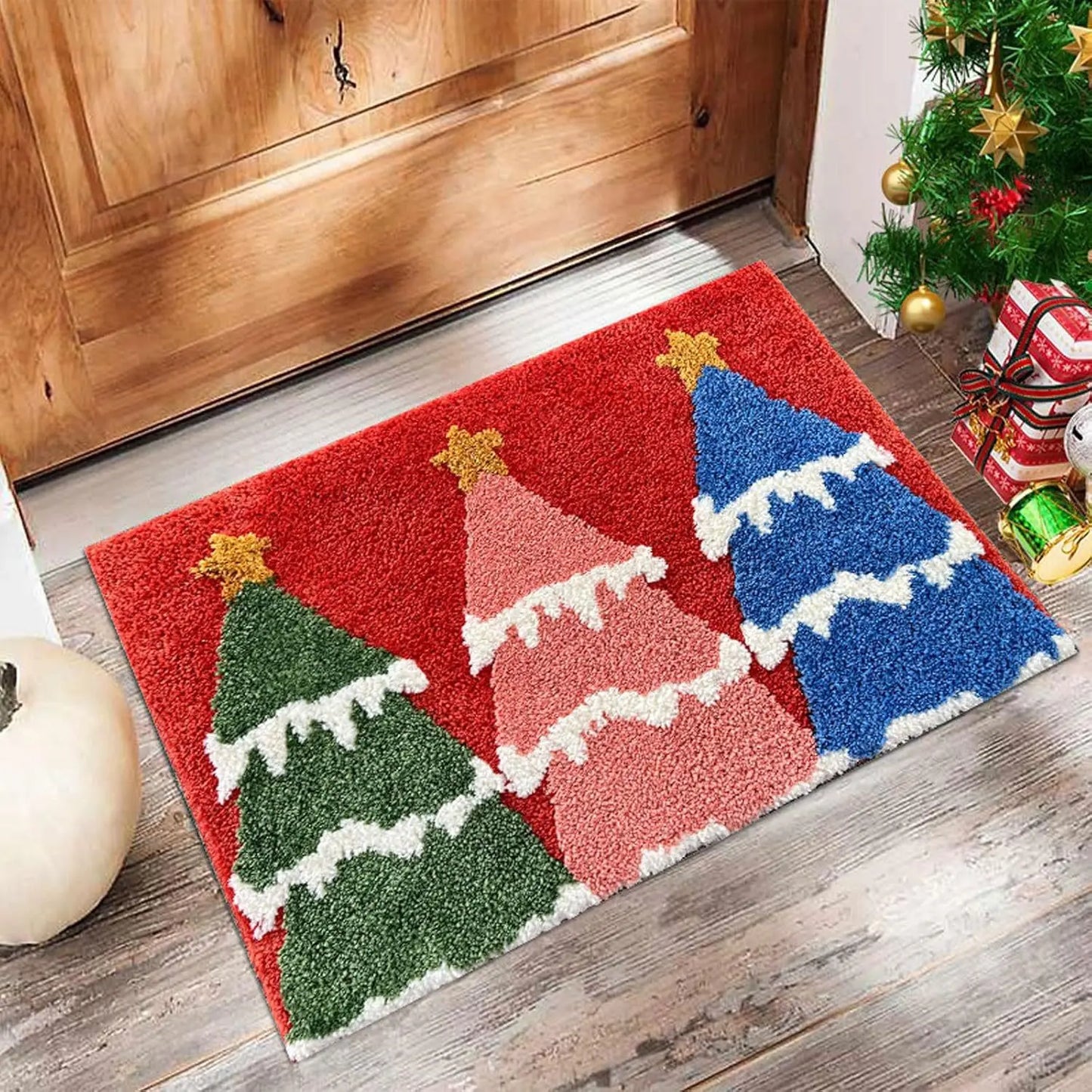 Festive Christmas Door Mat – Santa & Gingerbread Man Rug for Home New Year 2026