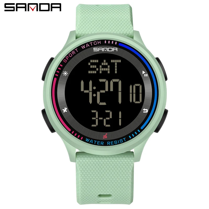 SANDA Fashion Digital Movement Teenager Students Hand Clock Trendy Outdoor Sports Water Resistant Mode Wrist Stop Children Watch