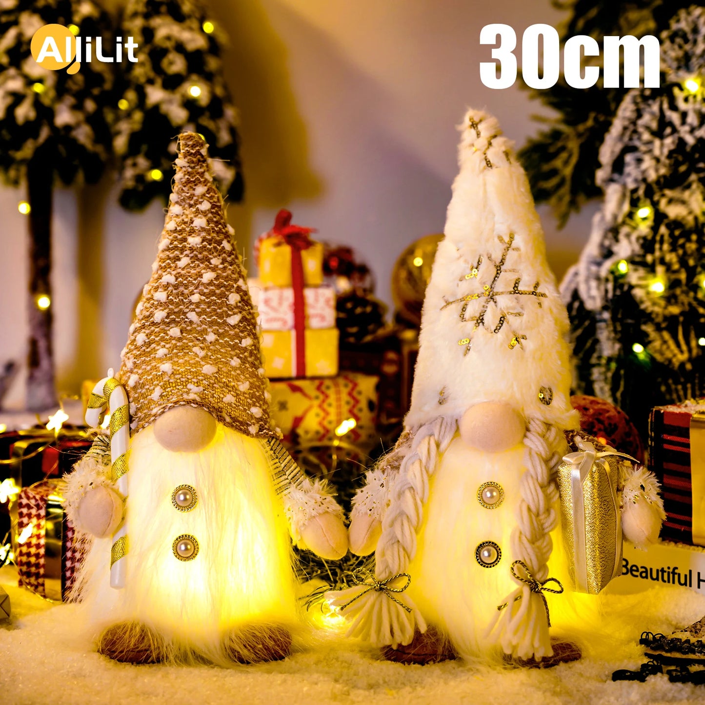 Glowing Gnome Christmas Decoration – 30cm Faceless Doll for Tree & Home 2026