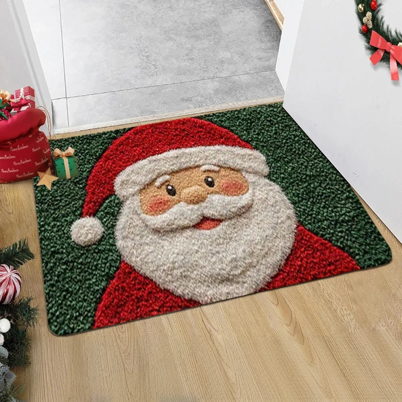 Festive Christmas Door Mat – Santa & Gingerbread Man Rug for Home New Year 2026