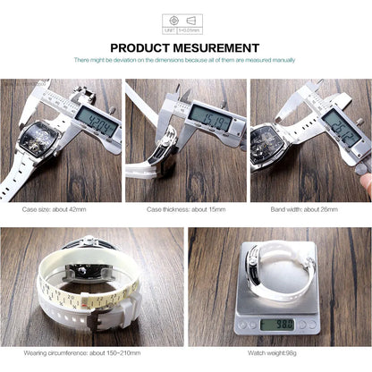 MEGIR 2242 Herrklocka – Automatisk, Skeleton Dial, Rostfritt Stål & Sportstil