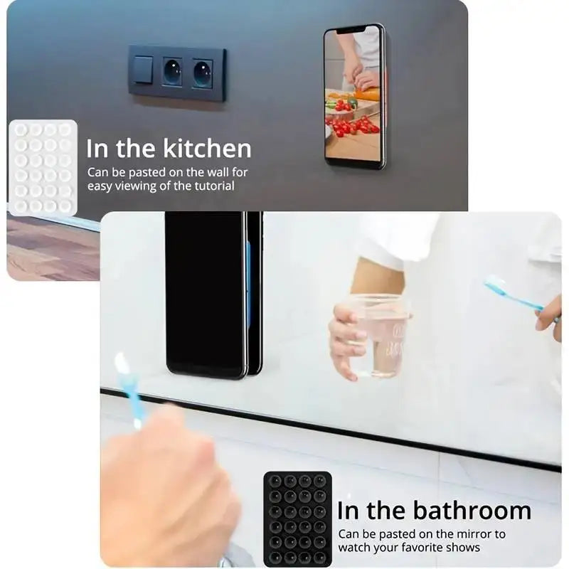 Silicone 24-Pack Suction Phone Holders – Multifunctional Anti-Slip Wall & Car Mounts with Back Stickers