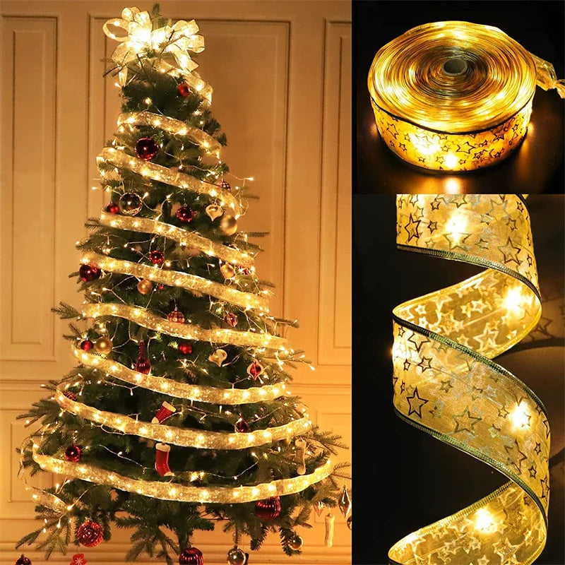 Holiday Ribbon Fairy Lights – 1–10m LED Christmas String Lights for Home & Party Decor