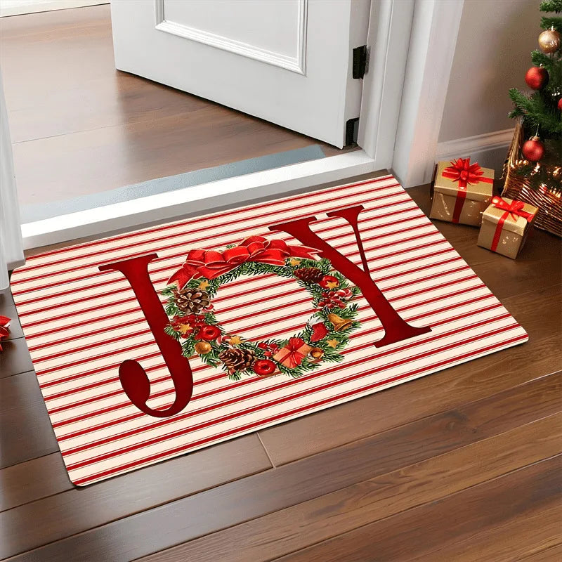Festive Christmas Door Mat – Santa & Gingerbread Man Rug for Home New Year 2026