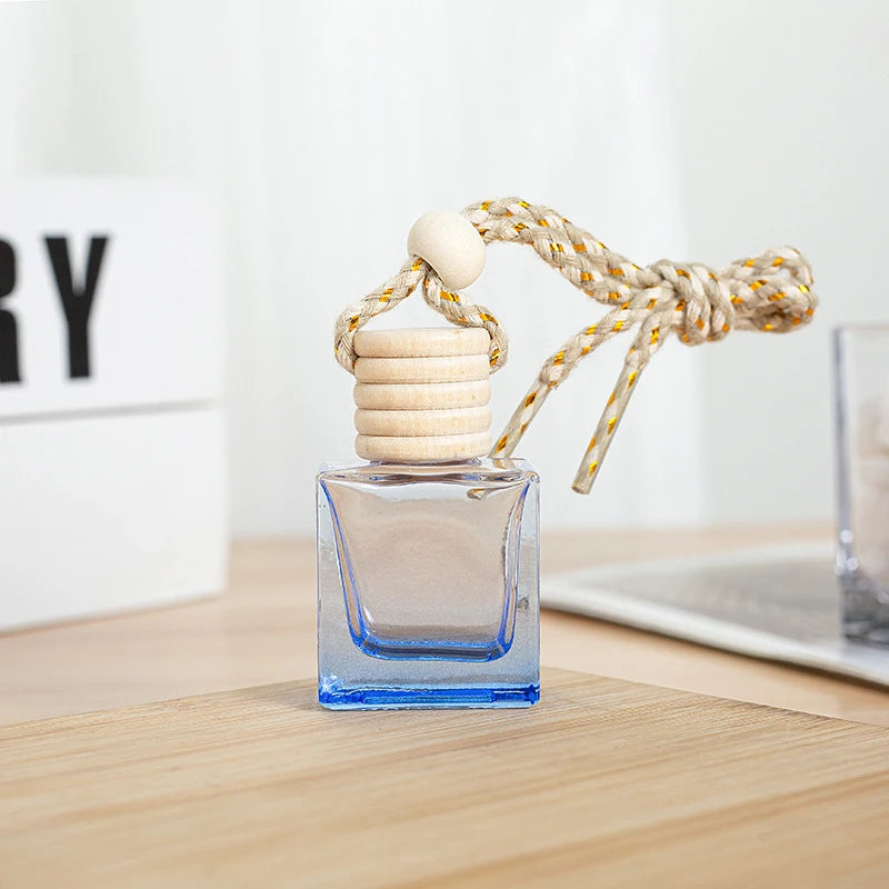 Car Empty Perfume Bottle 1PC – Dyed Square Cap for Essential Oil Diffuser & Fragrance