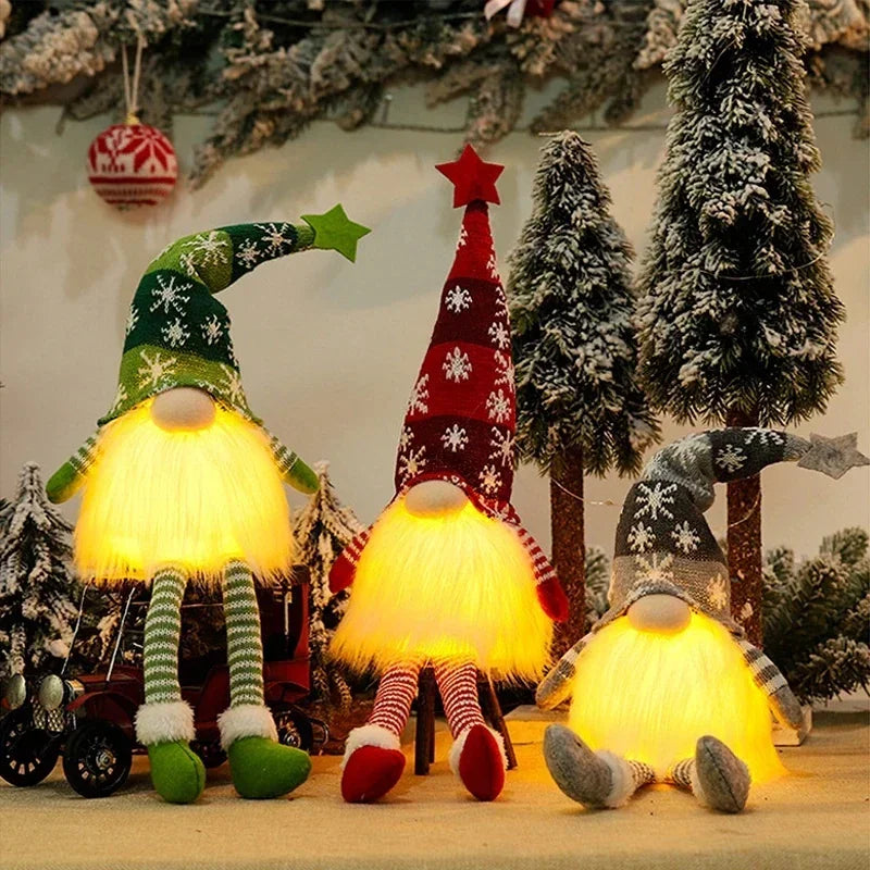 LED Light Christmas Gnome – Faceless Plush Ornament for Tree & Kids Gift