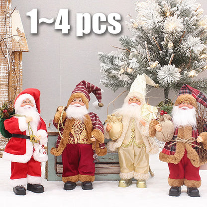 Santa Claus Plush Ornament – 1–4PCS Christmas Home Decoration & New Year Gift