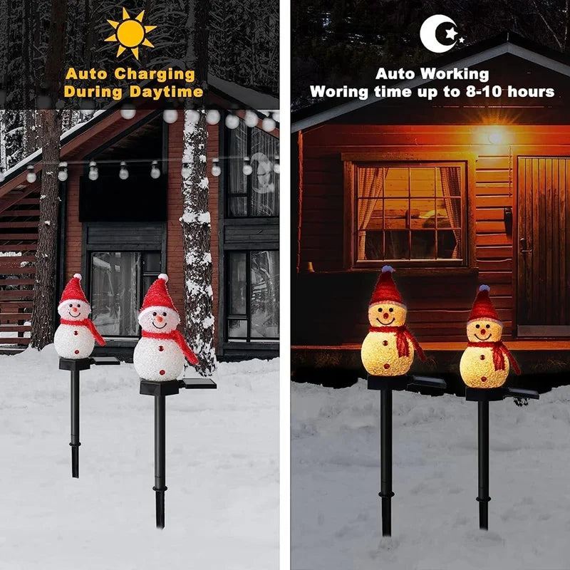Christmas Solar Snowman Lights – Outdoor LED Stakes for Lawn, Garden & Patio Decor