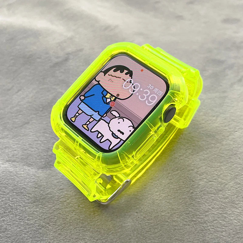 Apple Watch Transparent Silikonband – Rem & Fodral för Serie 3–10, 38–46mm