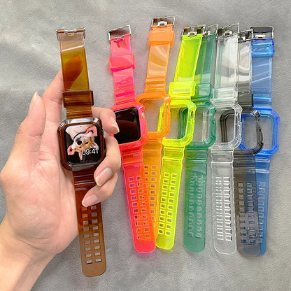 Apple Watch Transparent Silikonband – Rem & Fodral för Serie 3–10, 38–46mm