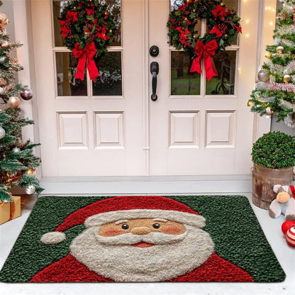 Festive Christmas Door Mat – Santa & Gingerbread Man Rug for Home New Year 2026