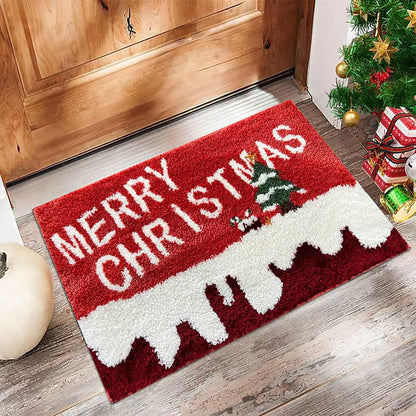 Festive Christmas Door Mat – Santa & Gingerbread Man Rug for Home New Year 2026