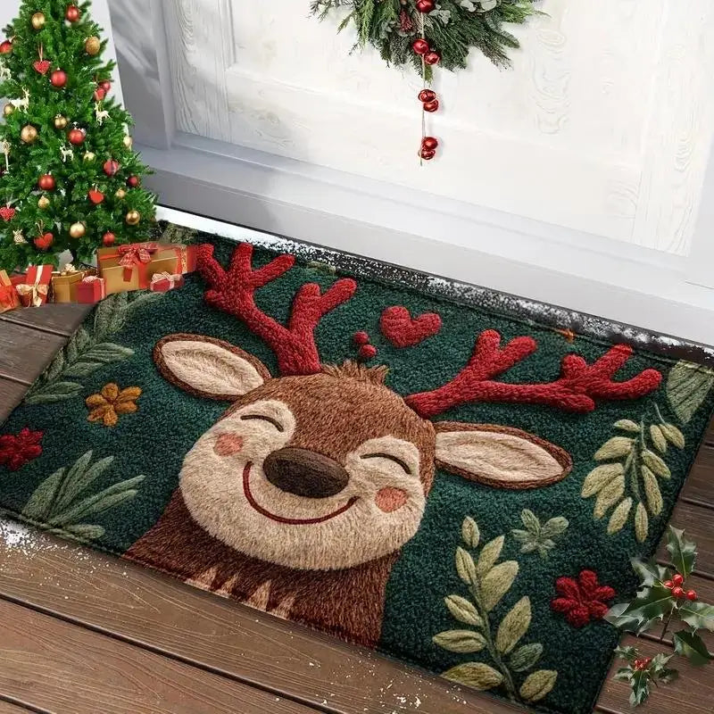 Festive Christmas Door Mat – Santa & Gingerbread Man Rug for Home New Year 2026