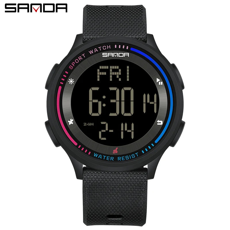 SANDA Fashion Digital Movement Teenager Students Hand Clock Trendy Outdoor Sports Water Resistant Mode Wrist Stop Children Watch