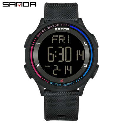 SANDA Fashion Digital Movement Teenager Students Hand Clock Trendy Outdoor Sports Water Resistant Mode Wrist Stop Children Watch