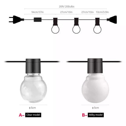 G50 LED Fairy String Lights – Waterproof Outdoor Garland Bulbs for Garden & Patio Decor