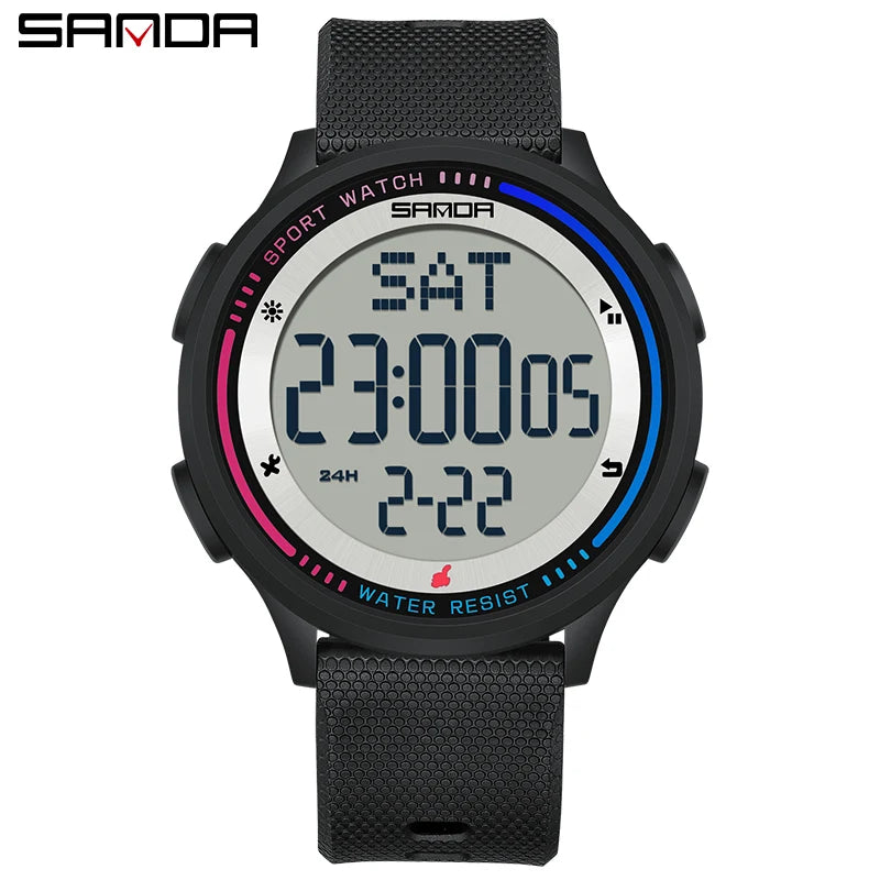 SANDA Fashion Digital Movement Teenager Students Hand Clock Trendy Outdoor Sports Water Resistant Mode Wrist Stop Children Watch