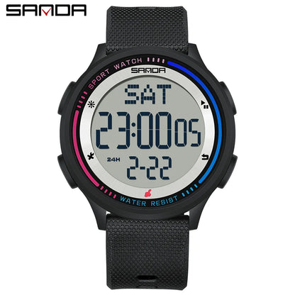 SANDA Fashion Digital Movement Teenager Students Hand Clock Trendy Outdoor Sports Water Resistant Mode Wrist Stop Children Watch