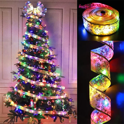 Holiday Ribbon Fairy Lights – 1–10m LED Christmas String Lights for Home & Party Decor