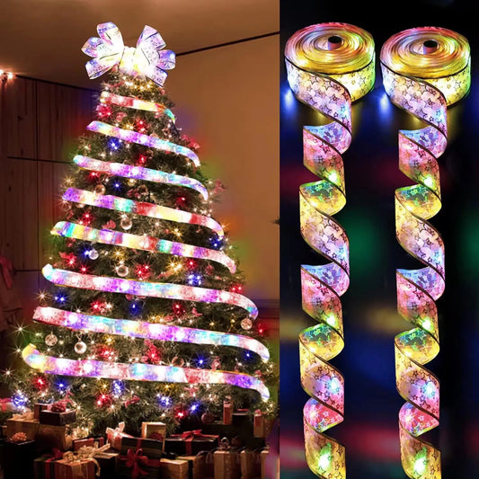 Holiday Ribbon Fairy Lights – 1–10m LED Christmas String Lights for Home & Party Decor