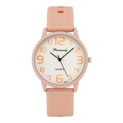 Women Fashion Silicone Watches Set Minimalist High Number  Qualities Big Dial Ladies Quartz Wristwatches With Casual Clock Gifts
