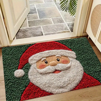Festive Christmas Door Mat – Santa & Gingerbread Man Rug for Home New Year 2026